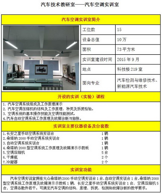 汽车空调实训室